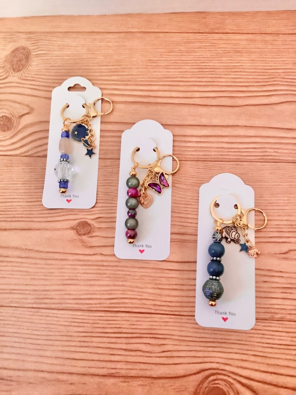 3 New Hand Crafted Keychains